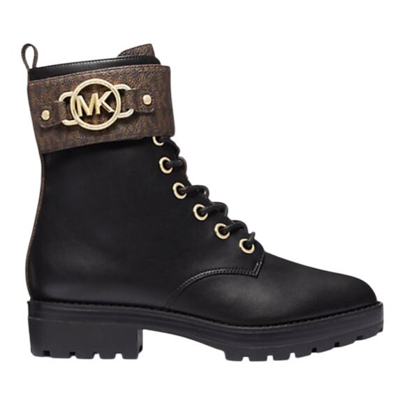 Michael Kors Women's Rory Lace Up Signature Strap Ankle Booties Black Size 6 1/2 - Picture 2 of 3